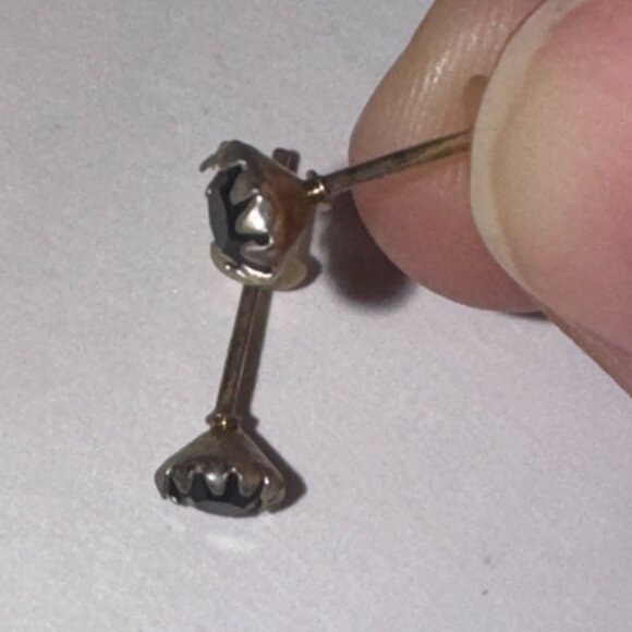 5 Mm Star Black Cz And Sterling Post Earrings - Picture 12 of 12